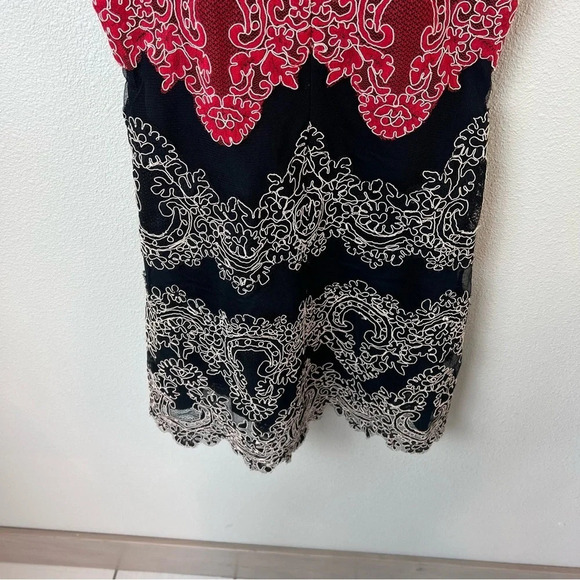 NWOT Sandro Isobel Lace Mini Dress Red Black New Designer Women’s Small - Picture 11 of 12